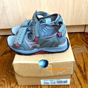 Merrell Panther 2.0 Kid's Adjustable Strap Outdoor Grey Open Toe Sandal Size 12M